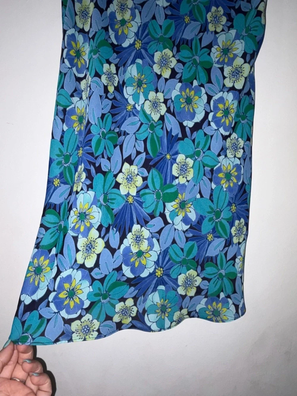 Blue Floral Midi Skirt - Pull-On Summer Style - Picture 2 of 3